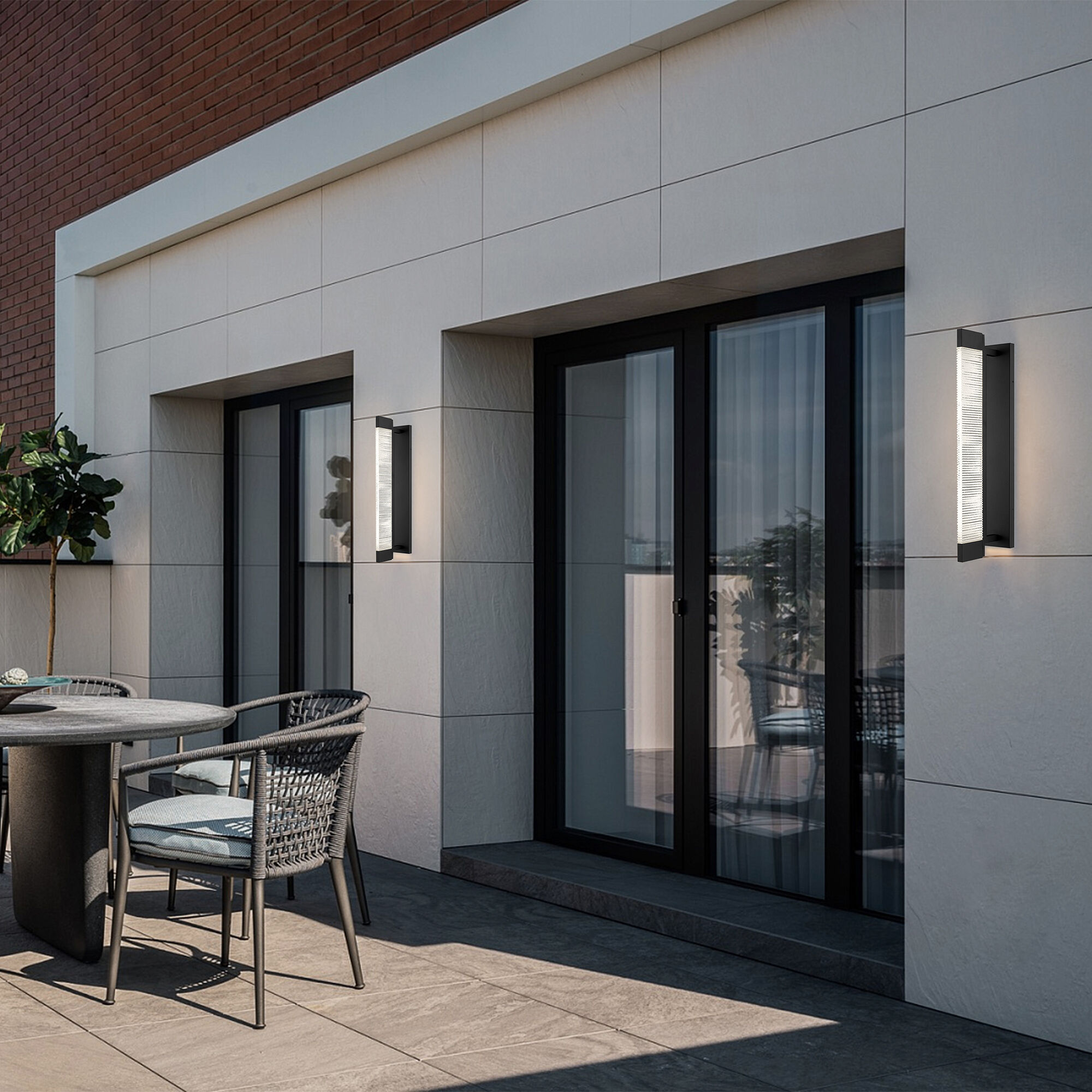 Solice LED 27 inch Sand Black Outdoor Wall Sconce